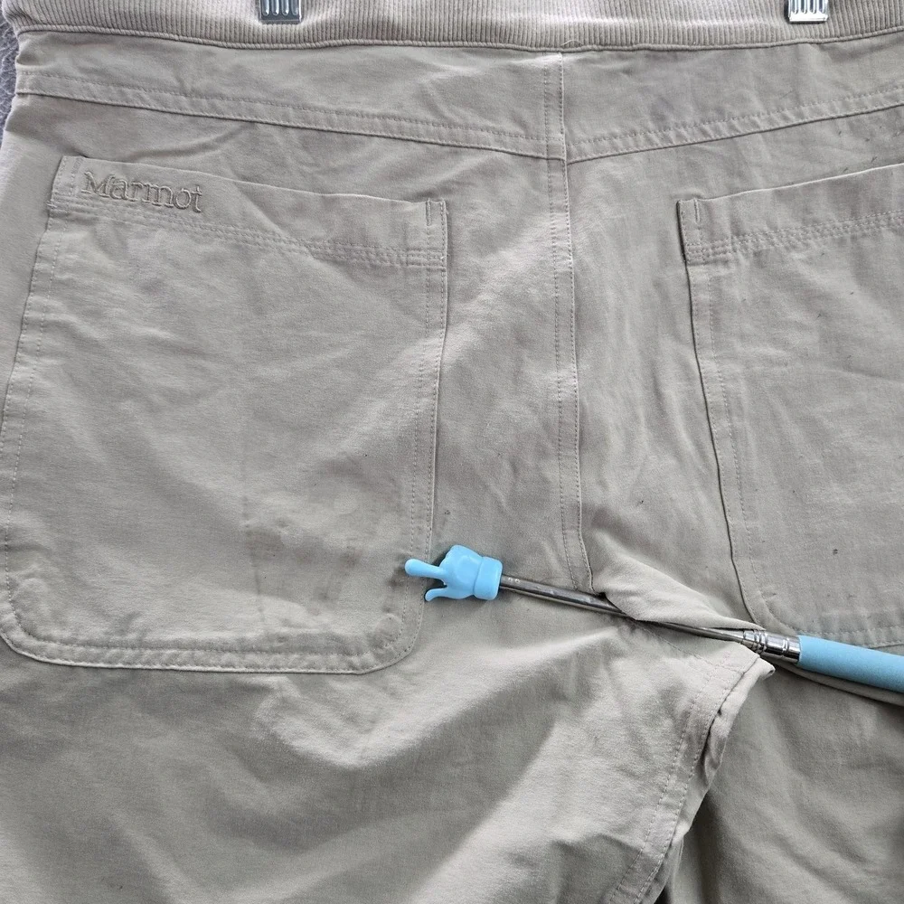 Marmot Women Pants 32 Brown Elastane Nylon Back‎ Pocket Embroidery 30